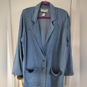 Hari Casuals Vintage 100% Natural American Cotton Denim Chambray Blazer Jacket